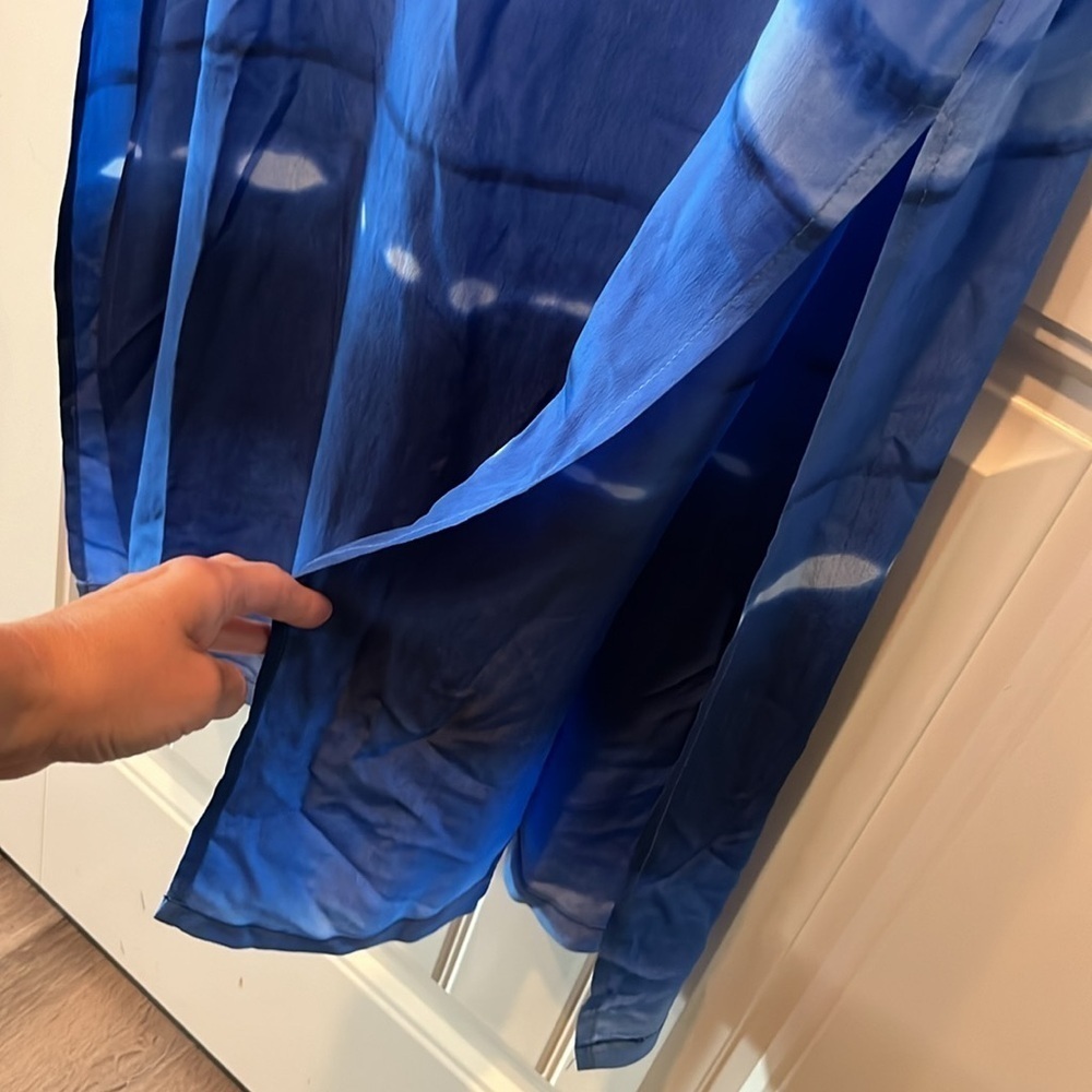 Rickie Freeman  Teri Jon Neiman Marcus long button down blue cover/shirtdress 14 - Picture 12 of 13